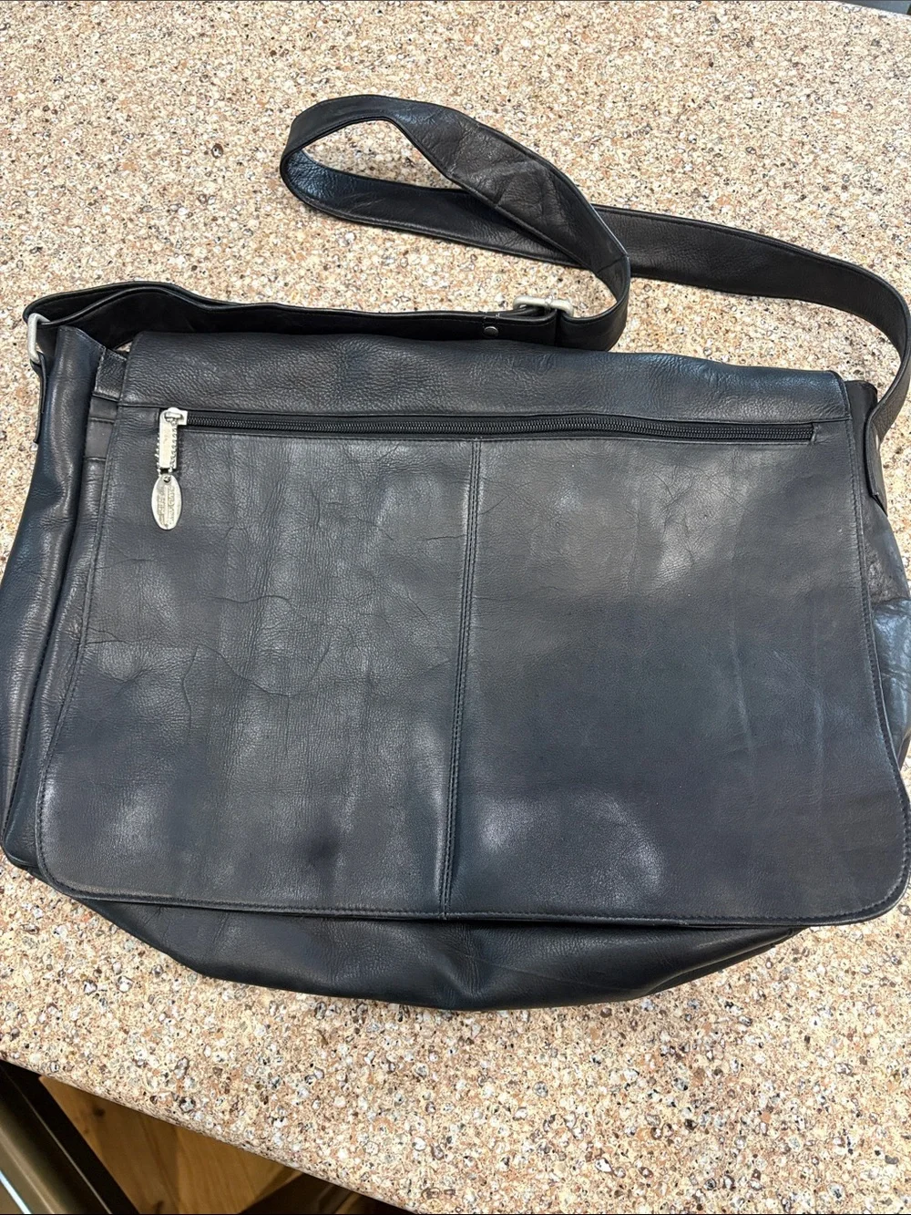 David King Full Flap Messenger Bag - Black Leather